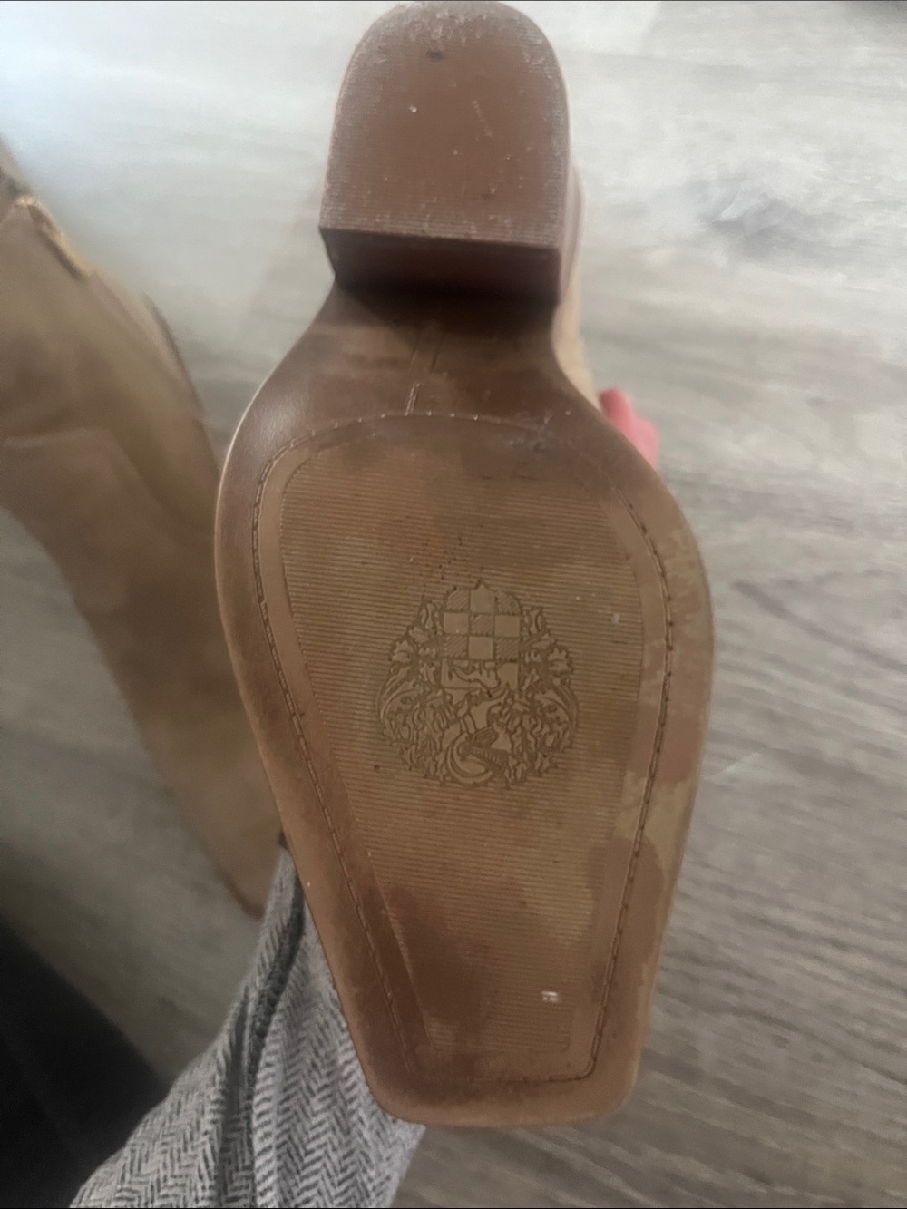 Vince Camuto Light Beige Suede Ankle Boots with Side Zip - Picture 3 of 3